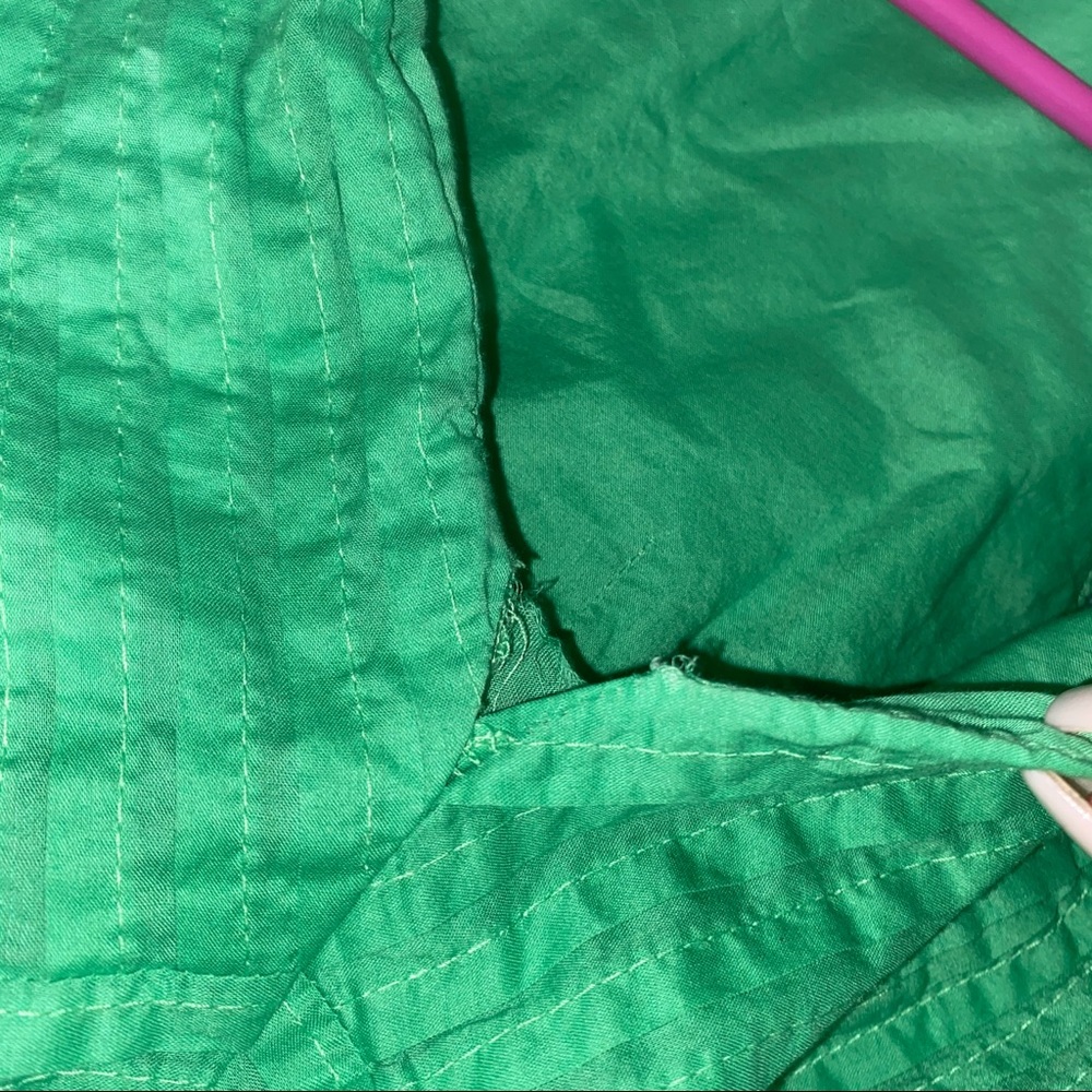 J. Crew Chevron Pleated Cotton Green Midi Dress - Picture 5 of 6
